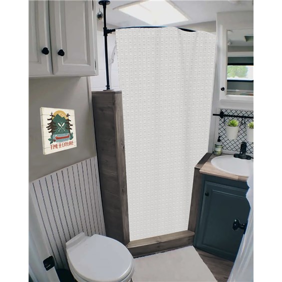 Making Waves Finished Shower Curtain Snow