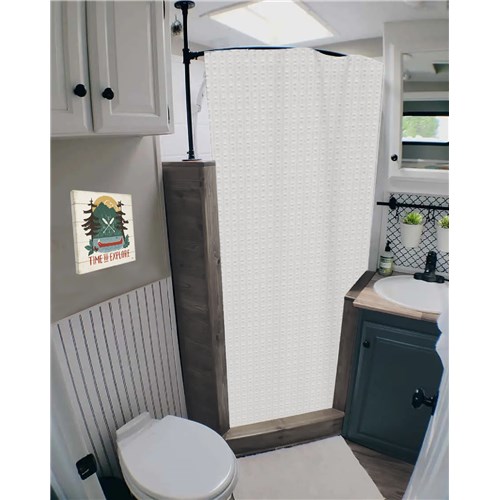 Making Waves Finished Shower Curtain Snow