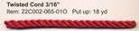 TWISTED CORD 3/16" RED