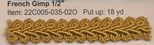 FRENCH GIMP 1/2" GOLD